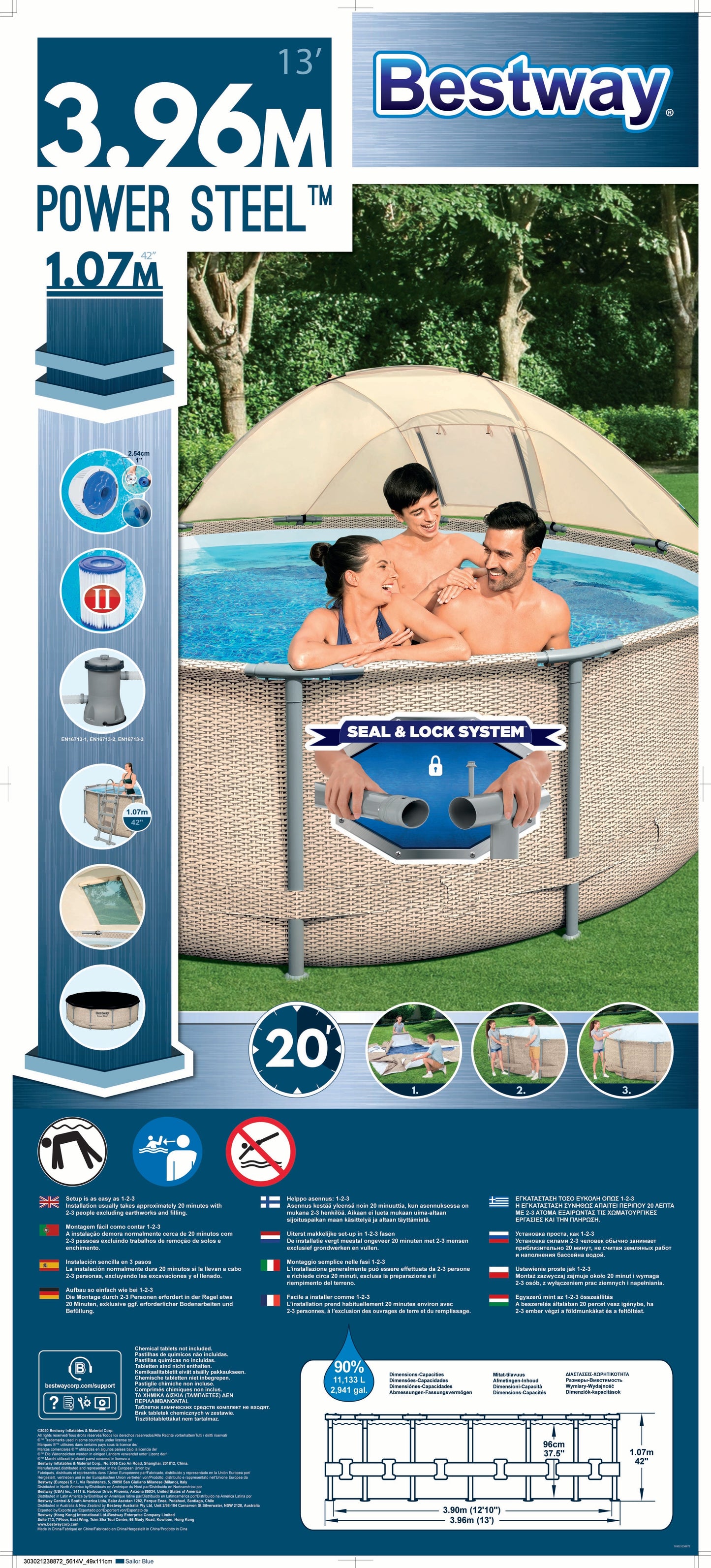 Power Steel® 11,133 Liters Round Pool Set 3.96m x 1.07m
