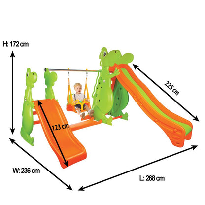 DINO SWING AND TWO SLIDES SET