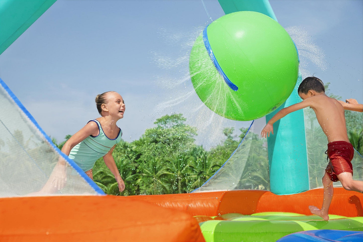 Dodge & Drench Water Park Jumper And Slider / Pool