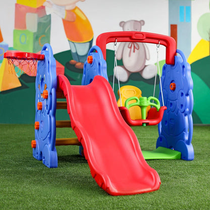 Elephant 4-in-1 Kids Slide and Swing Playset