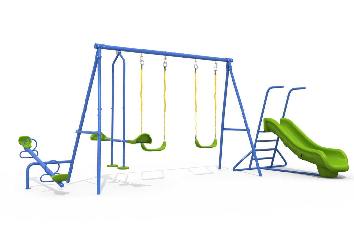 Swing Set with Slide and Seesaw