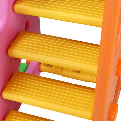 Colorful 3-in-1 Playground Slide and Swing & Basketball Set