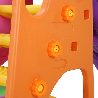 Colorful 3-in-1 Playground Slide and Swing & Basketball Set