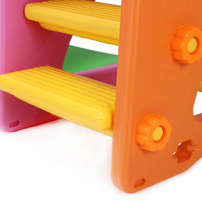 Colorful 3-in-1 Playground Slide and Swing & Basketball Set