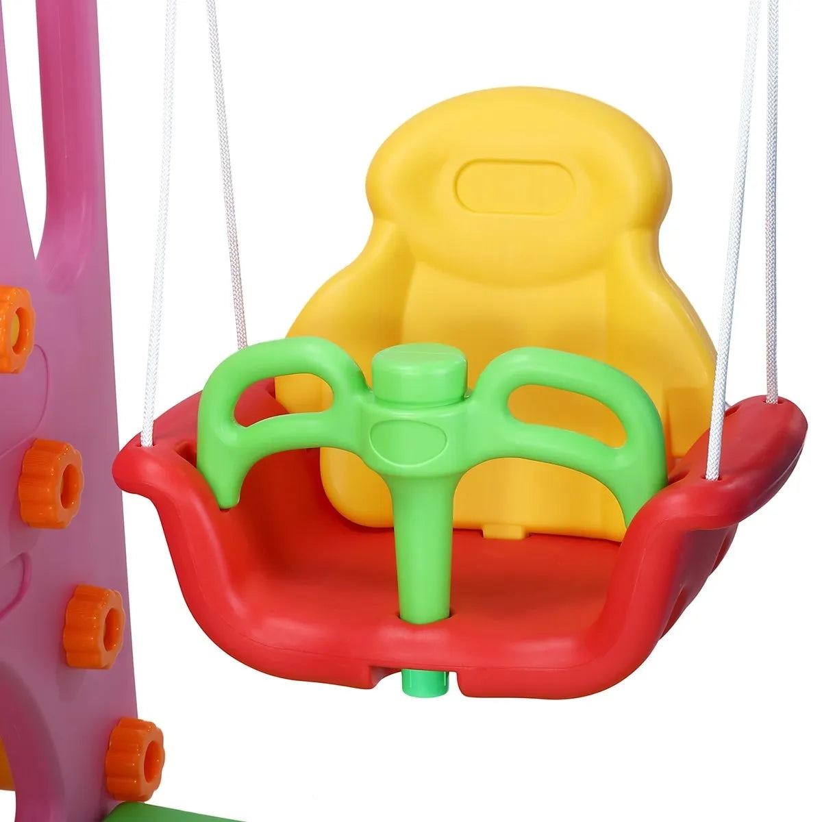 Colorful 3-in-1 Playground Slide and Swing & Basketball Set