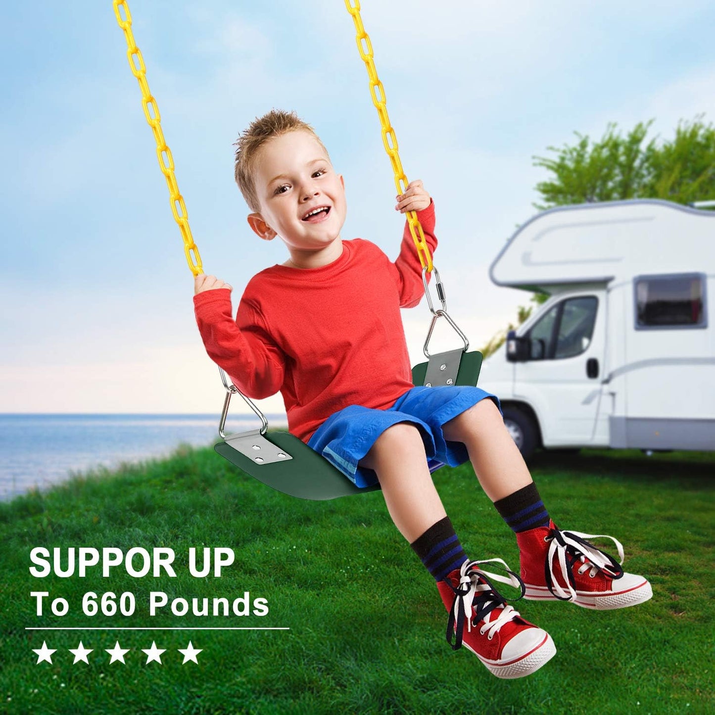 Heavy Duty Swing Seat with Rubber Coated Chain