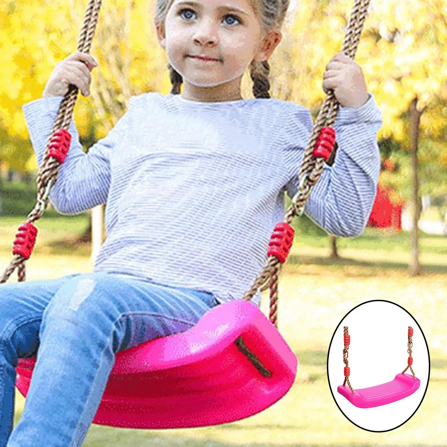 Swing Seat Board with Height Adjustable Rope