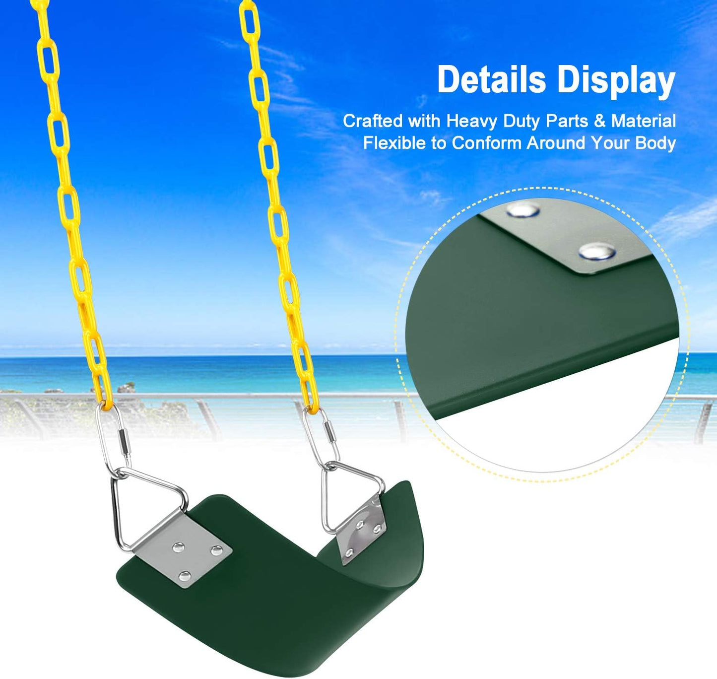 Heavy Duty Swing Seat with Rubber Coated Chain