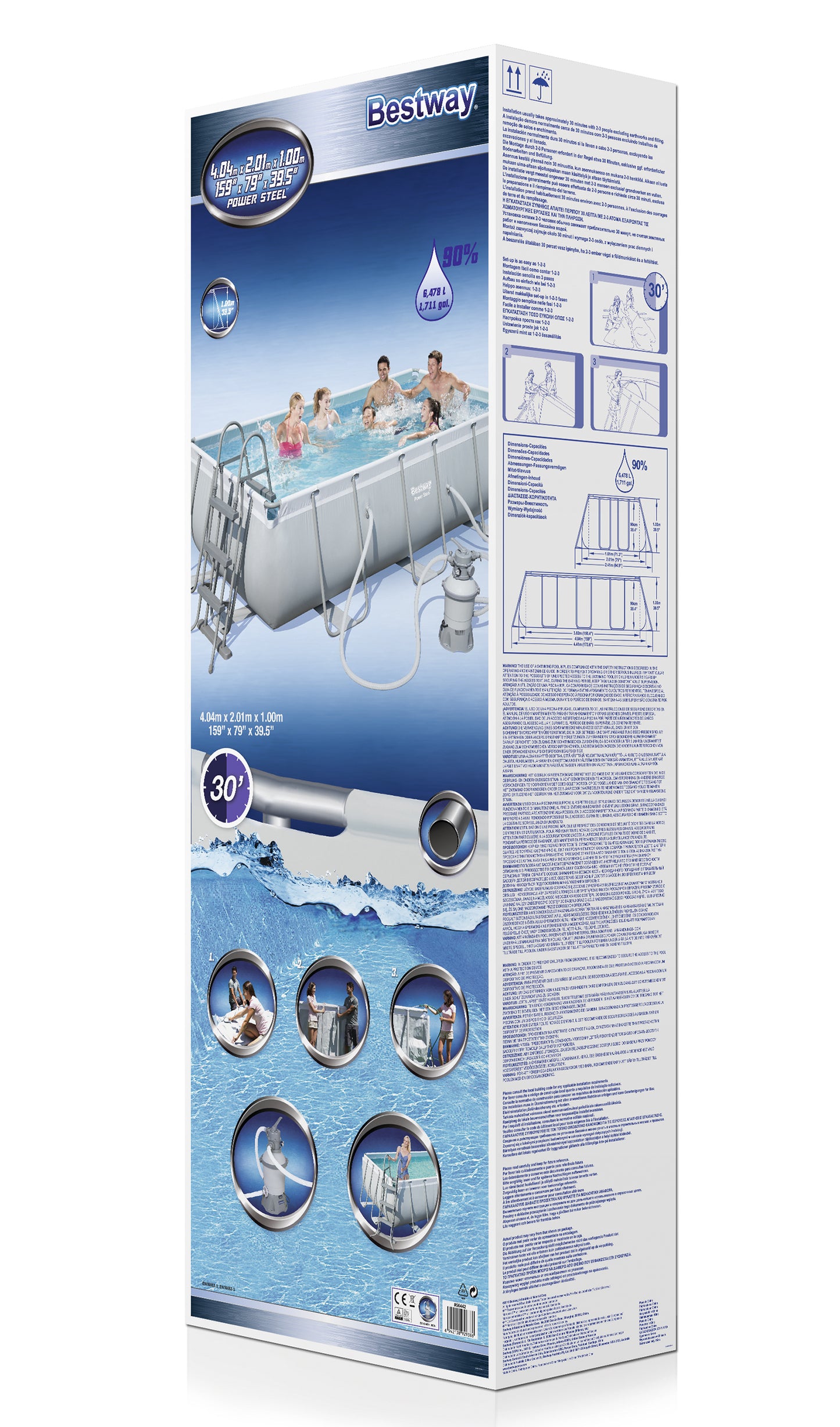Power Steel® 6,478 Liters Rectangular Pool Set 4.04m x 2.01m x 1.00m
