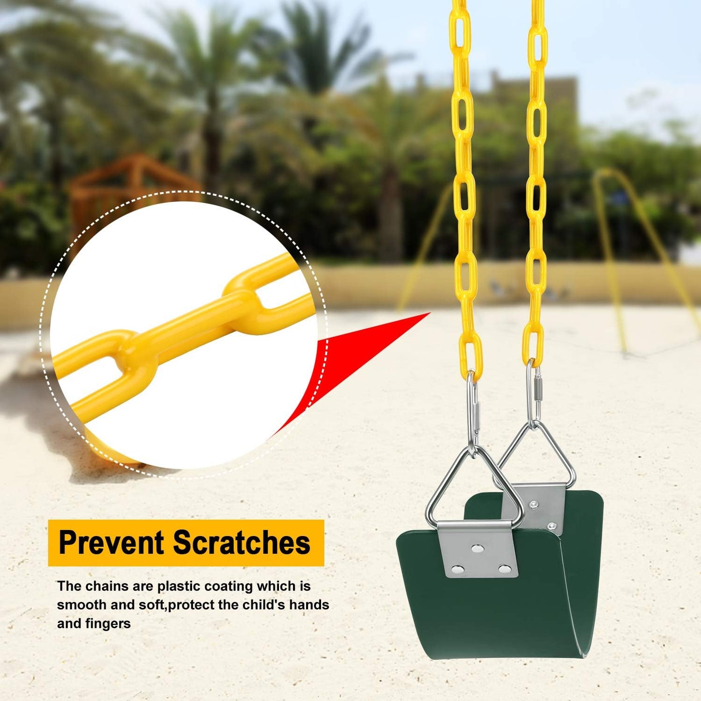 Heavy Duty Swing Seat with Rubber Coated Chain