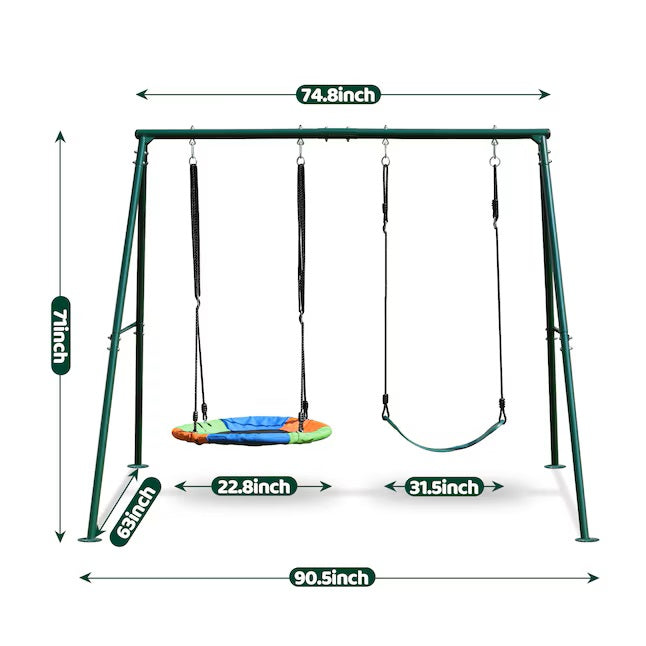 Kids Swing Set with Saucer Swing