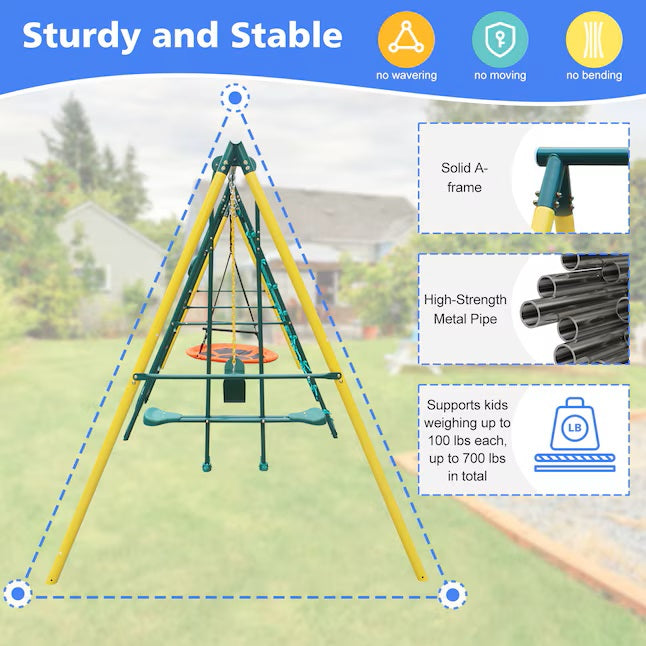 Swing Set with Slide and Glider