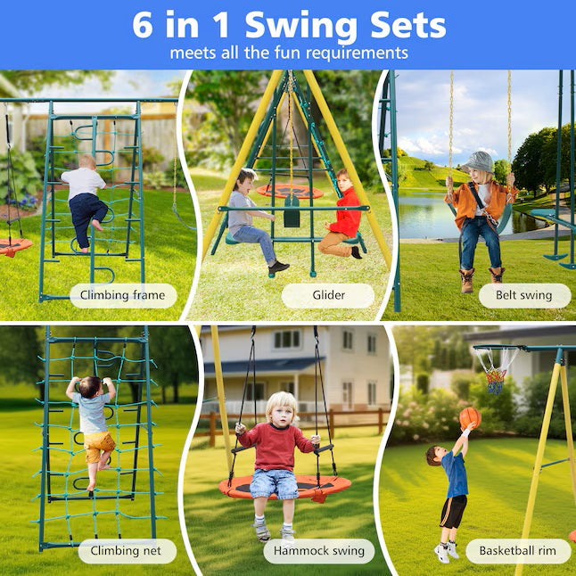 Swing Set with Slide and Glider