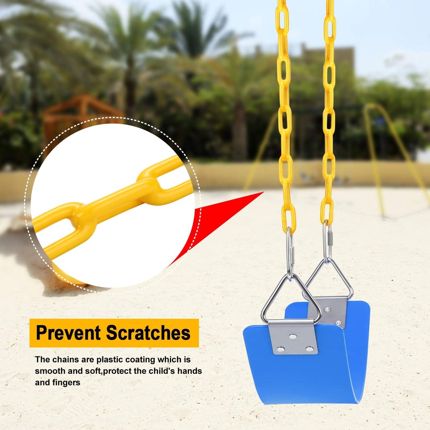 Heavy Duty Swing Seat with Rubber Coated Chain
