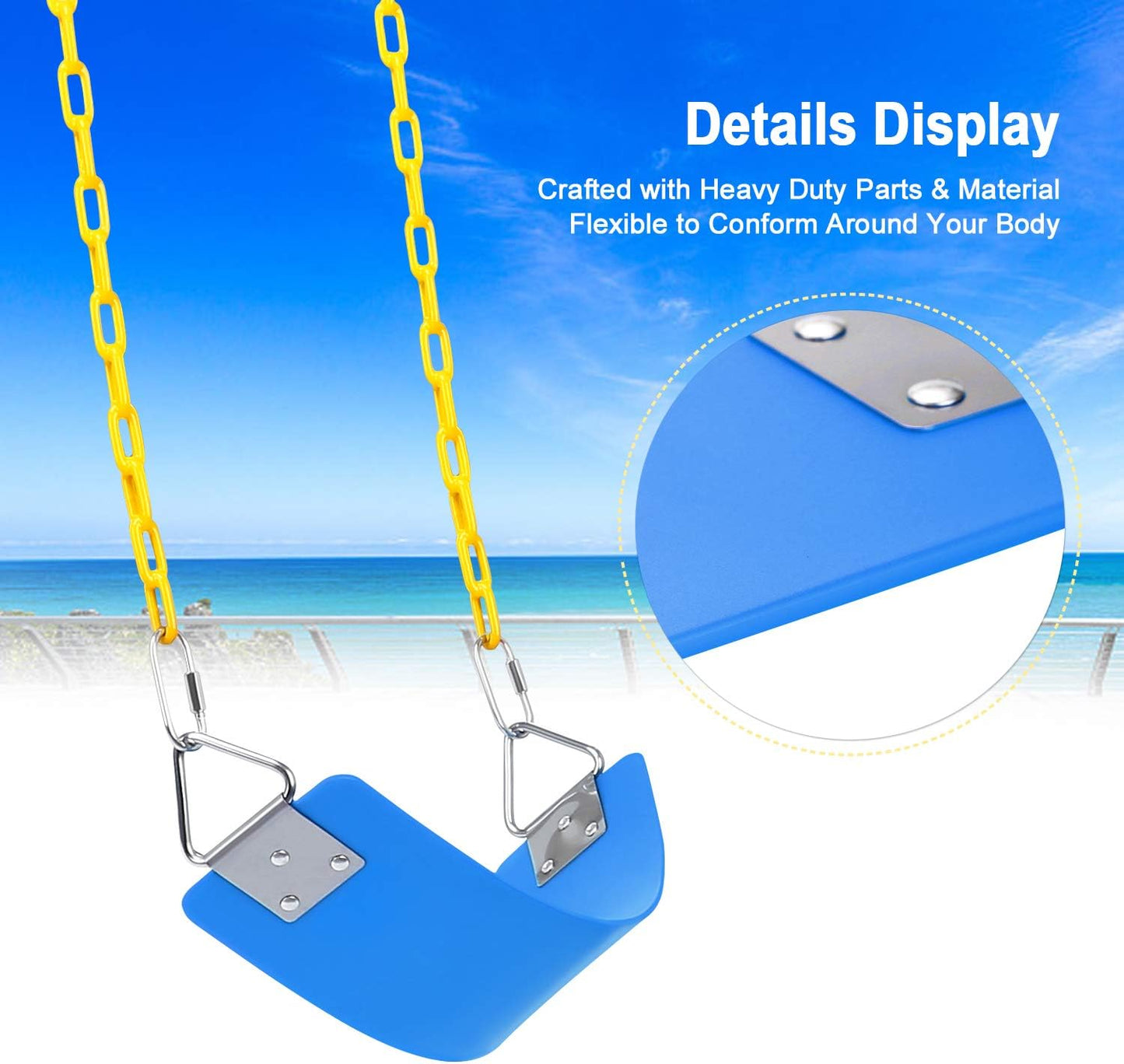 Heavy Duty Swing Seat with Rubber Coated Chain