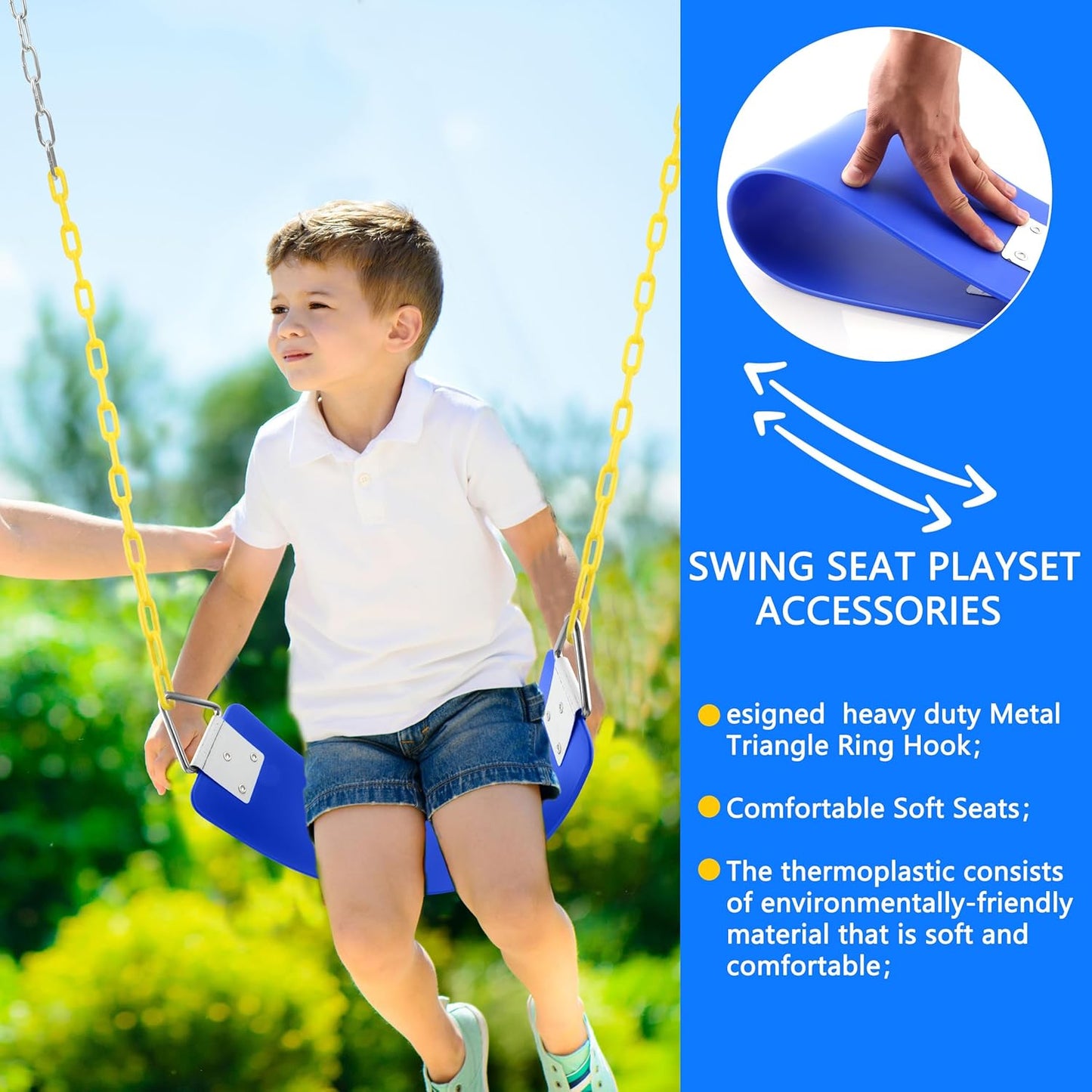 Heavy Duty Swing Seat with Rubber Coated Chain