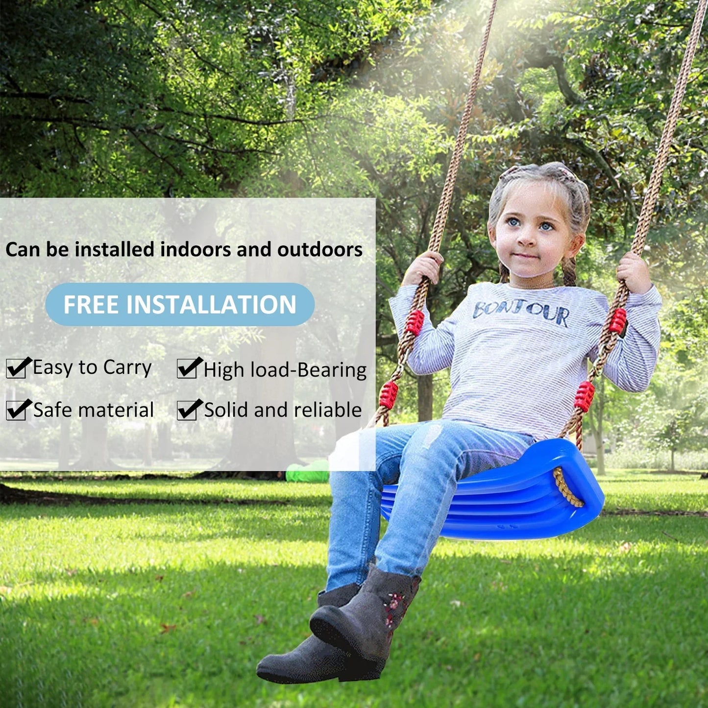 Swing Seat Board with Height Adjustable Rope