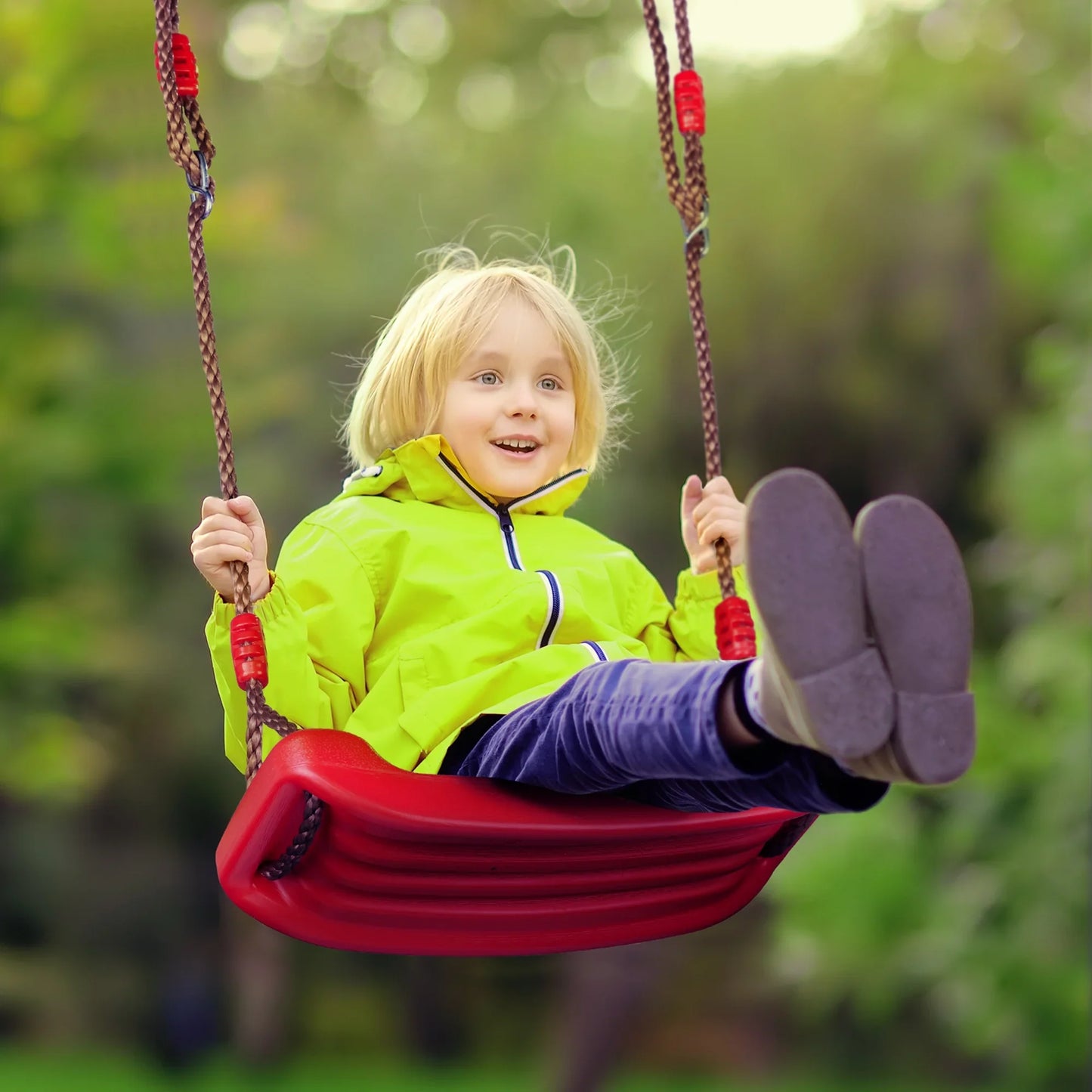 Swing Seat Board with Height Adjustable Rope