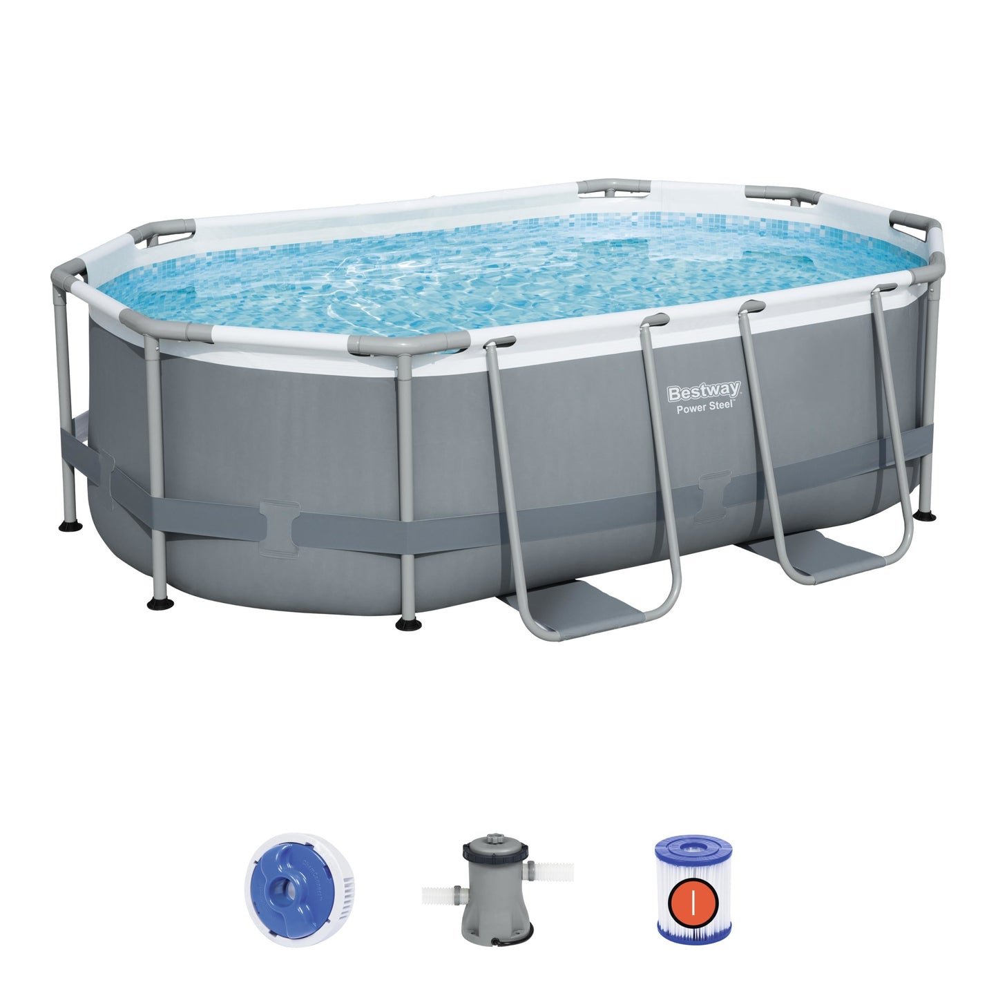 Power Steel® 3,668 Liters Oval Pool Set 3.05m x 2.00m x 84cm