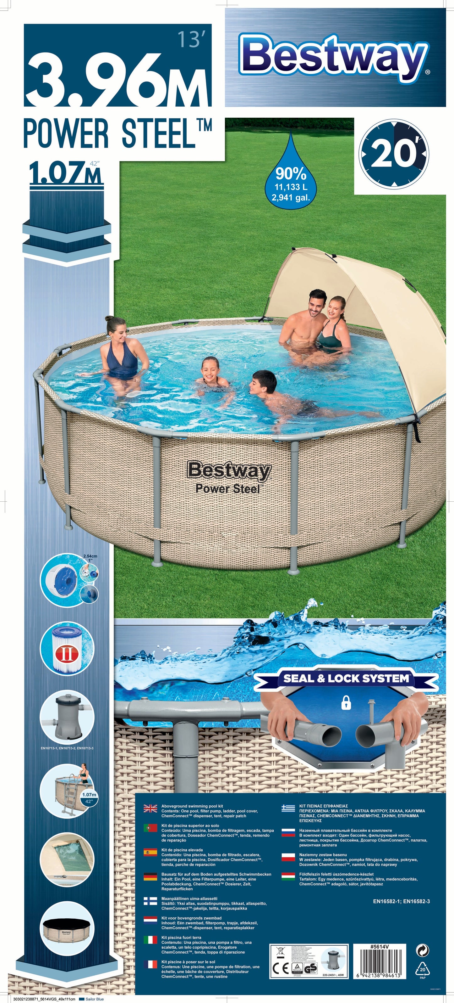 Power Steel® 11,133 Liters Round Pool Set 3.96m x 1.07m