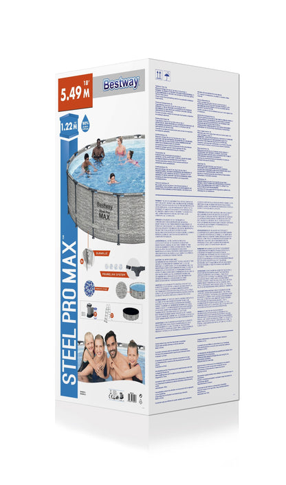 Steel Pro MAX® 12,232 Liters Round Pool Set 5.49m x 1.22m