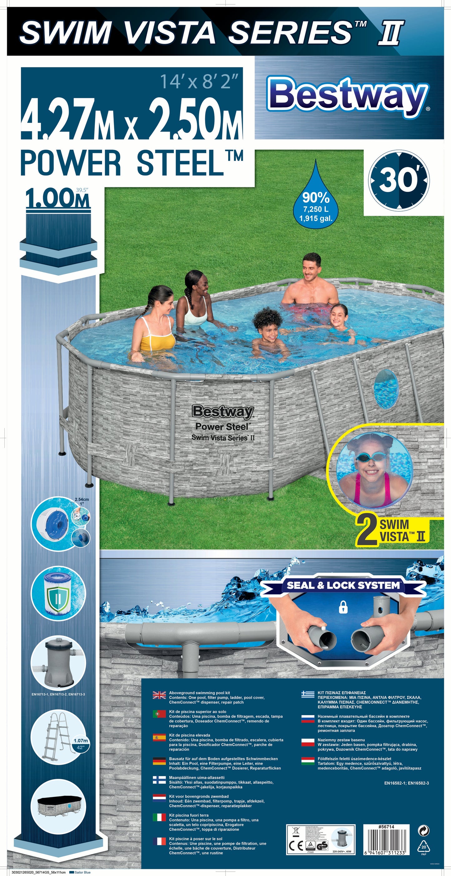 Power Steel® 7,250 Liters Swim Vista Series Oval Pool Set 4.27m x 2.50m x 1.00m