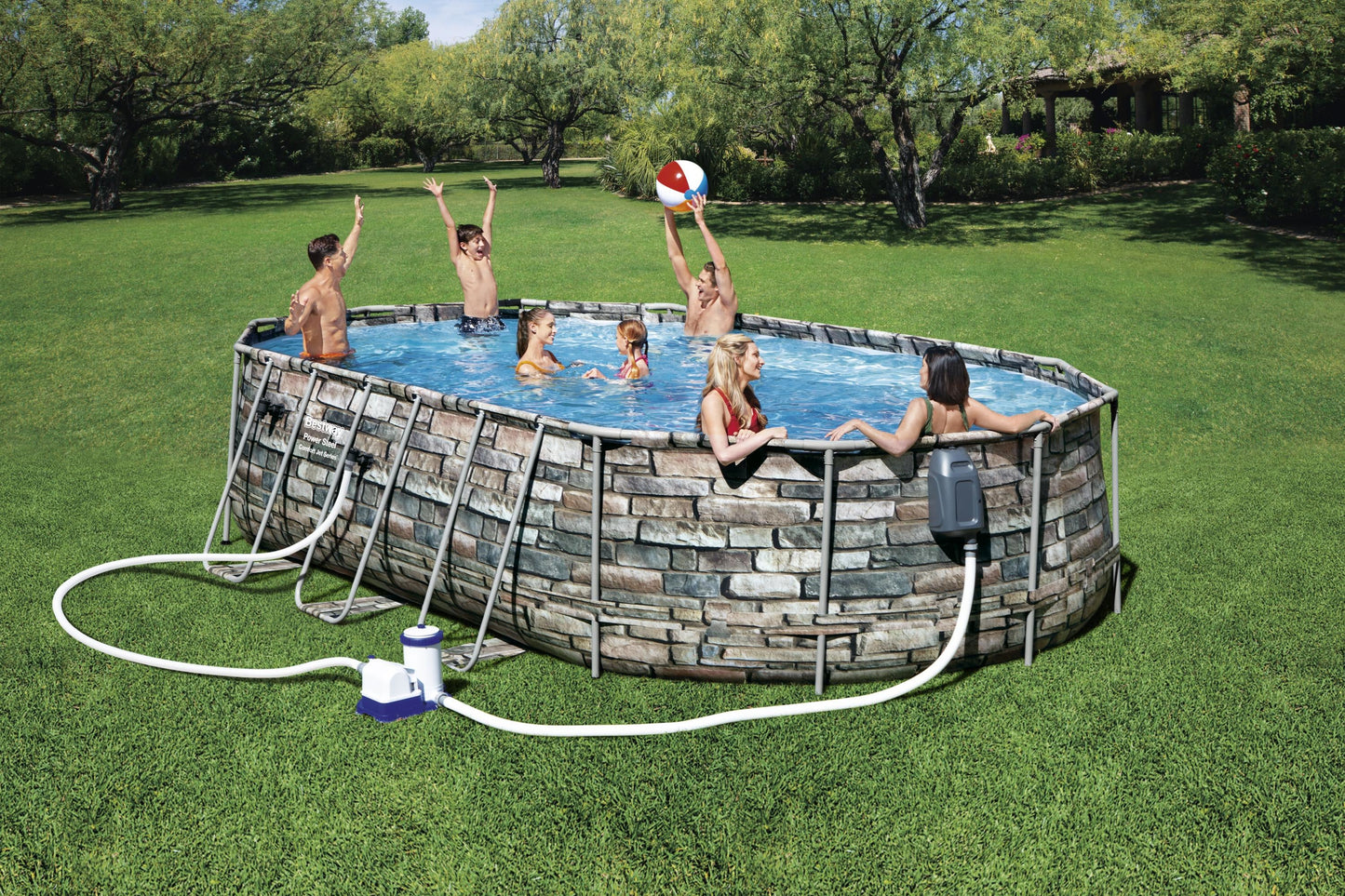 Power Steel® 20,241 Liters Comfort Jet Series Oval Pool Set 6.10m x 3.66m x 1.22m
