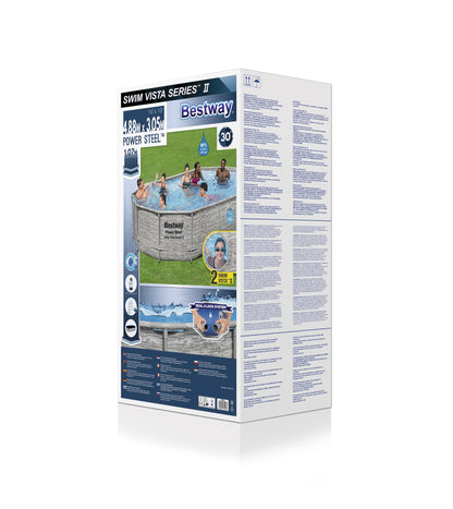 Power Steel® 10,949 Liters Swim Vista Series Oval Pool Set 4.88m x 3.05m x 1.07m