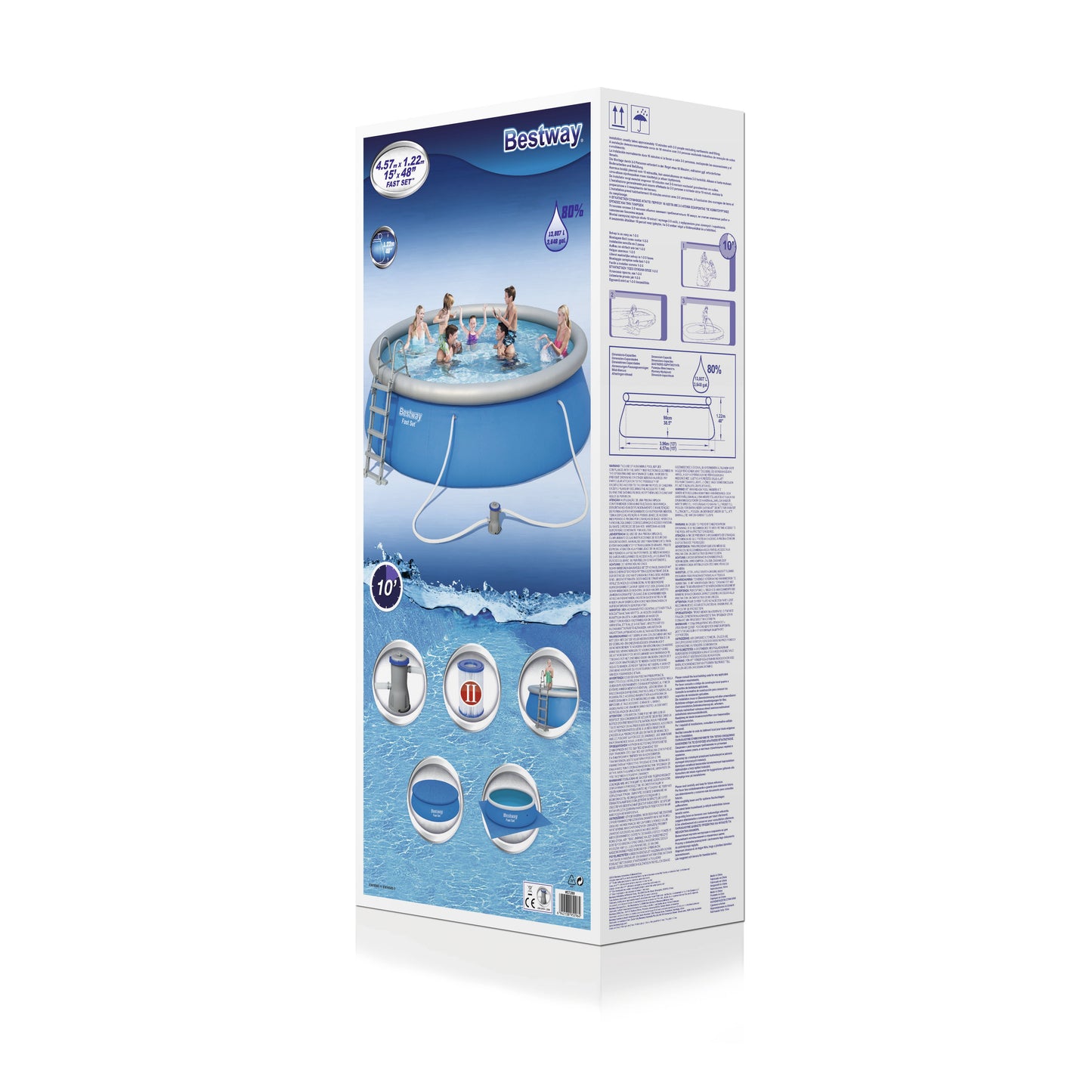 Fast Set Inflatable Pool 13,807 Liters Round Pool Set 4.57m x 1.22m