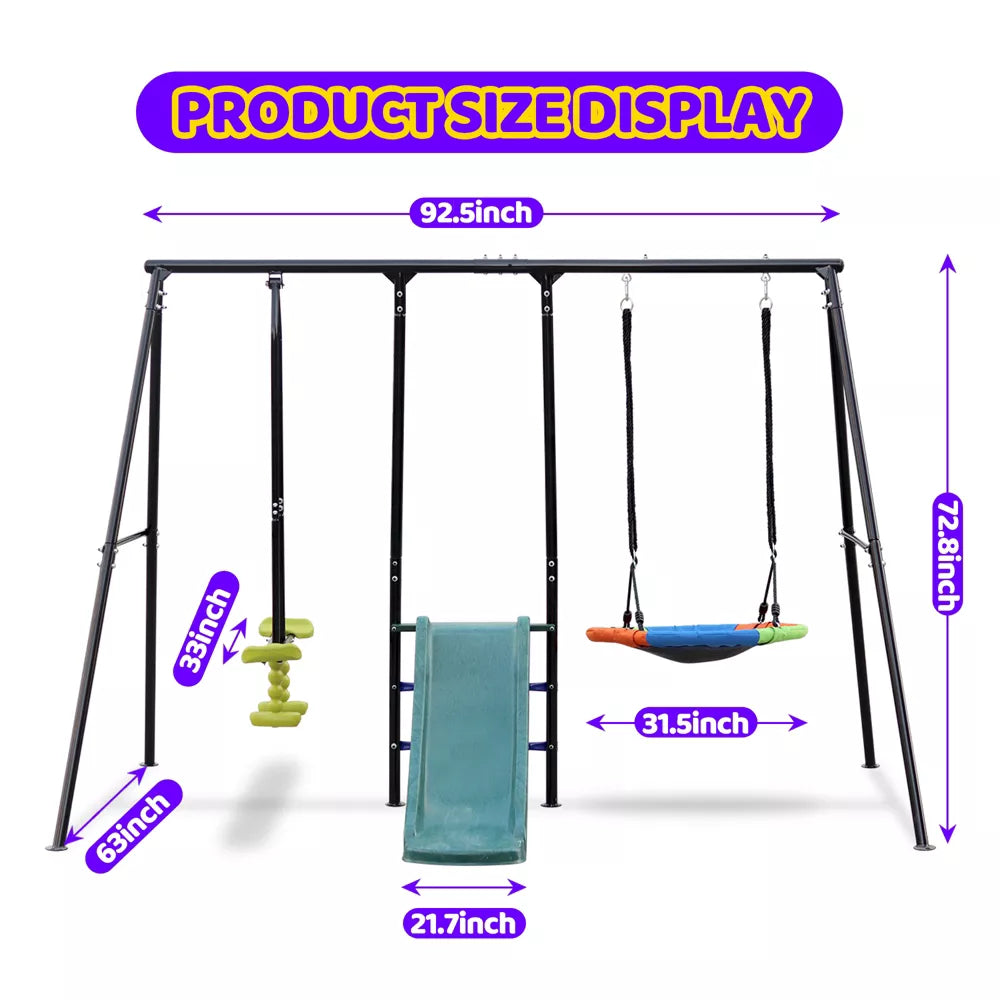 Swing Set with Slide and Glider