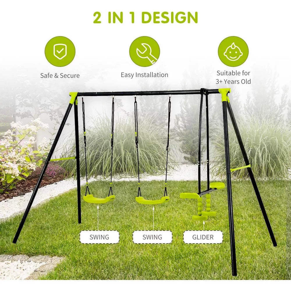 Double Swing Set with Glider
