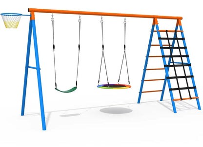 Swing Set with Ladder and Basketball Hoop