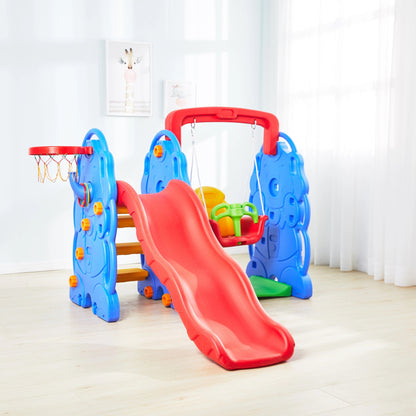 Elephant 4-in-1 Kids Slide and Swing Playset