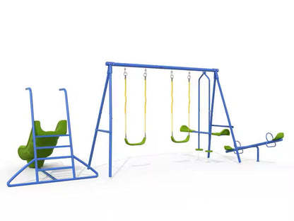 Swing Set with Slide and Seesaw