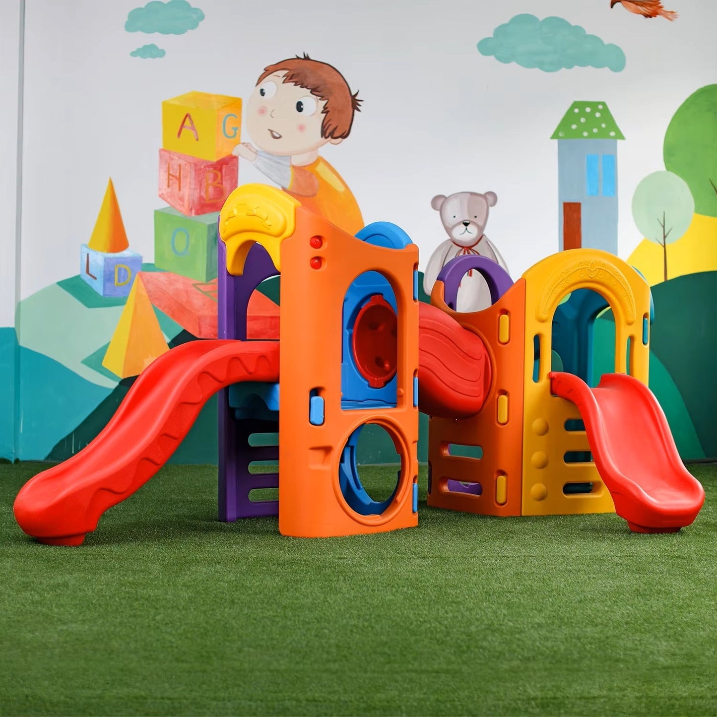 Playground Slides with Tunnel