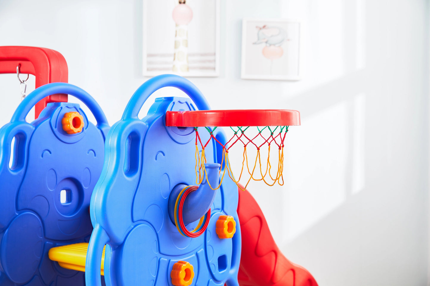 Elephant 4-in-1 Kids Slide and Swing Playset