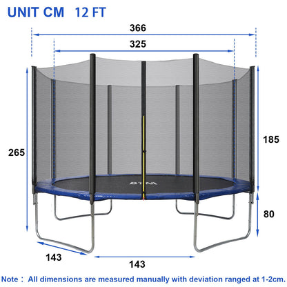 12FT Trampoline with Safety Enclosure Net