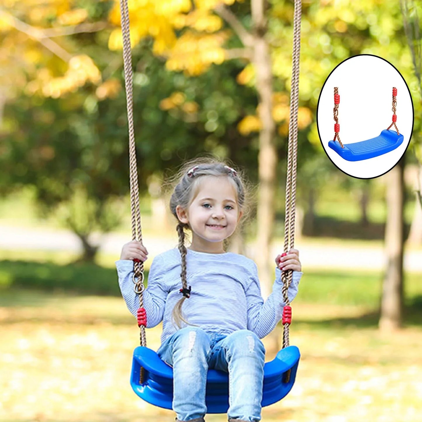 Swing Seat Board with Height Adjustable Rope